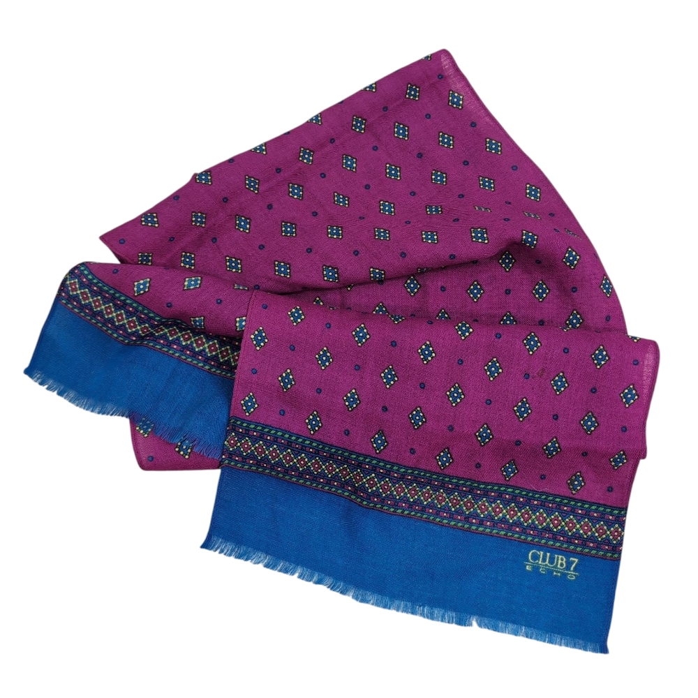 Club 7 Echo 100% Wool Scarf, Lightweight, Purple And Blue